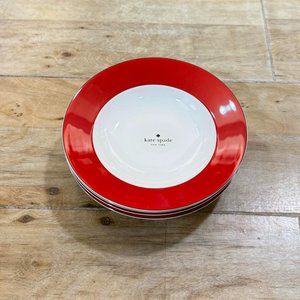 2 pc. Kate Spade Rutherford Circle Red Salad Plates Lenox White Plate Dinner